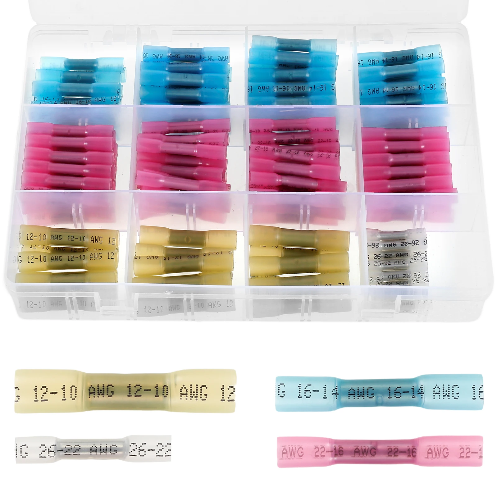 

210Pcs Heat Shrink Butt Connector Waterproof Electrical Wire Connectors Kit Stable Insulated Terminals Butt Splice Electric Butt