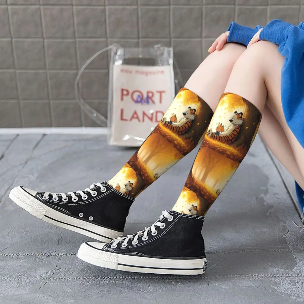 Классические носки Calvin Hobbes супер мягкие чулки в стиле Харадзюку всесезонные