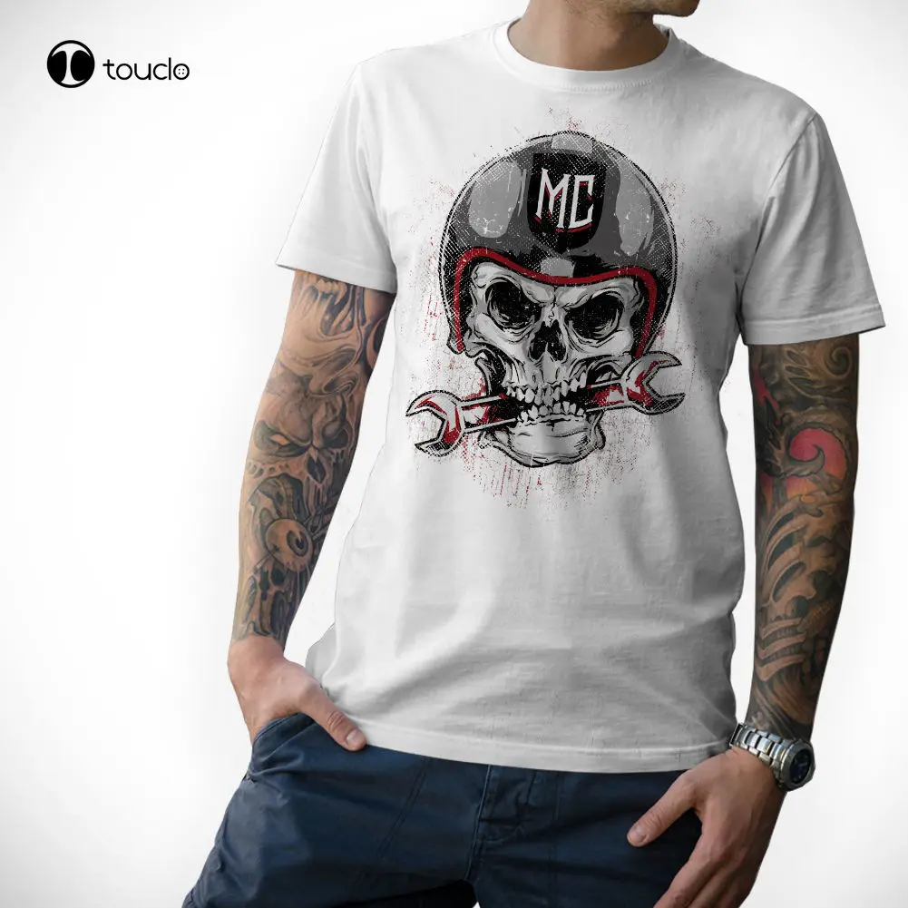 

New Fashion Cool Casual T Shirts Biker T-Shirt - Skull - Motorrad Schrauber Totenkopf Mc S M L Xl Xxl 3Xl Summer Tee Shirt