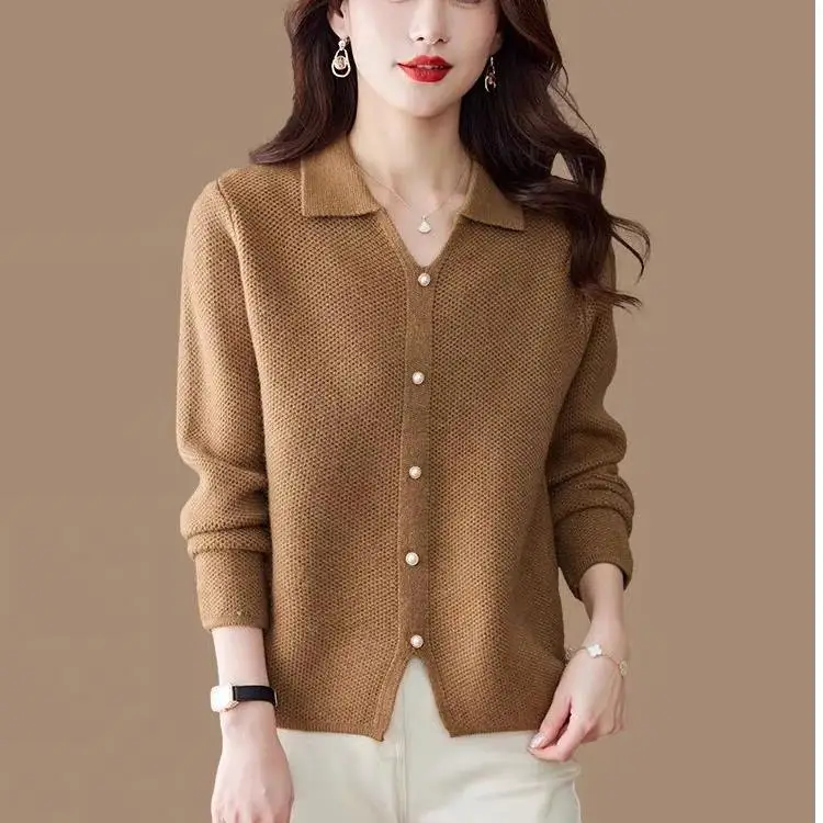 Женская одежда в западном стиле элегантный вязаный Топ весна-осень 2024 зима