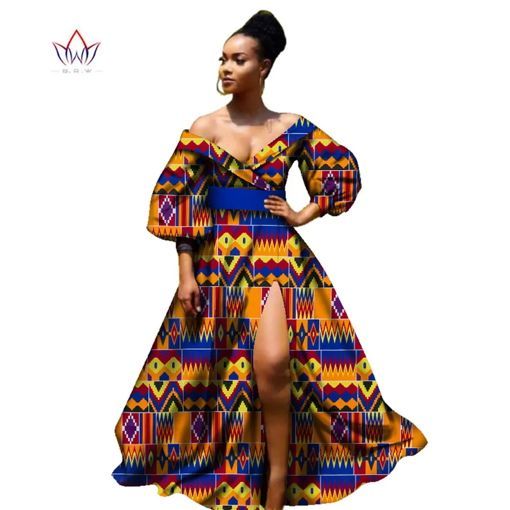 Купи 2017 african bazin dresses for women african Three Quarter sleeves dresses for women african clothing wax dashiki fabric WY2255 за 3,252 рублей в магазине AliExpress