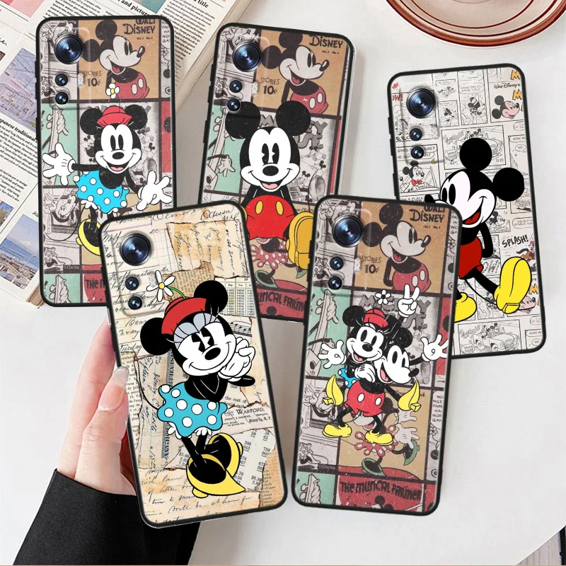 

Disney Retro Mickey Phone Case For Xiaomi Mi 13 10S 10 9T 9SE 8 Mix Play A3 A2 A1 CC9E Note 10 Lite Pro Black Cover