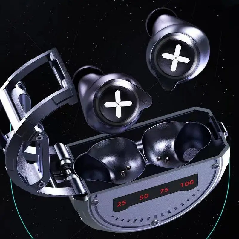 Bluetooth 5.3 Earphones Wireless Game Headphones E-Sport Noise-cancelling Smart Touch Mechanical Metal Wind In-ear TWS JX6