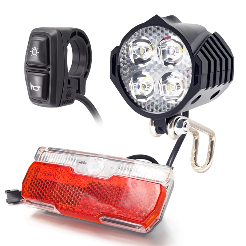 

Quality Electric Bike Front And Ebike Rear Light Set Input 36V 48V 60V Built-In Speaker E-Bike Headlight And Tail Light