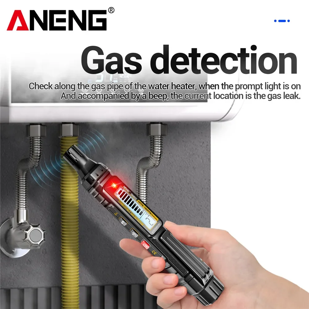 Фото Детектор утечки горючих газов ANENG GN805, 50~1000 PPM, газочувствительный полупроводниковый тестер для проверки бытовых газопроводов. №2