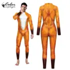 Модные карнавальные костюмы с животными для вечеринки, Мужское боди для косплея мышц, комбинезоны с 3D Цифровым принтом Зентаи лисы, мужские костюмы