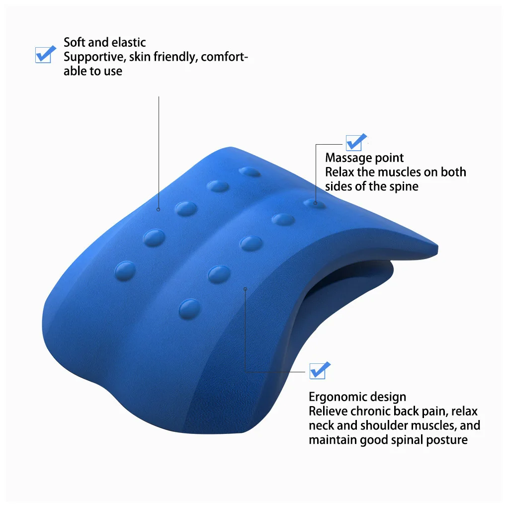 

Acupressure Pillow Handheld Portable Pain Stretcher Breathable Posture Corrector Decompressor Stretching Device Office Blue