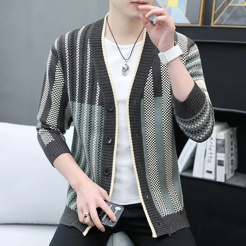

Winter New Men's Knitted Sweater Coat Luxury Fashion Brand Cardigan Sweater Men's Slim Fit Coat Men's
