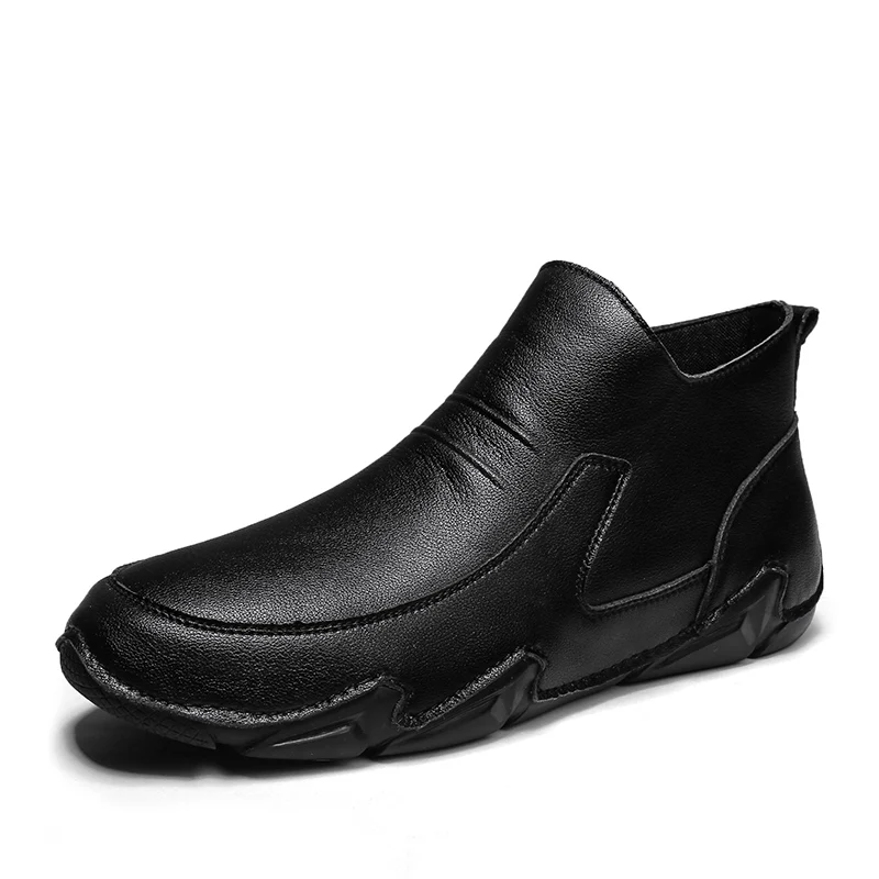

2022 New Trend Men Casual Shoes Large Size 45 46 Leather Shoes For Mens Fashion Zip Snow Shoes Man Comfortable Mens Footwear