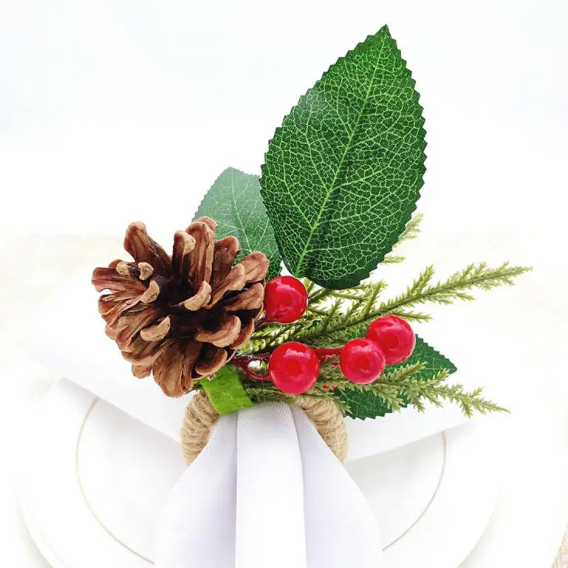 

6 шт. рождественское кольцо для салфеток из сосны, пряжка для салфеток ручной работы, кольцо для салфеток для дома, украшение для стола, Рожде...