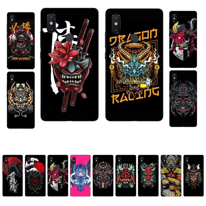 

Japanese Samurai Demon Mask Phone Case for Xiaomi mi 5 6 8 9 10 lite pro SE Mix 2s 3 F1 Max2 3