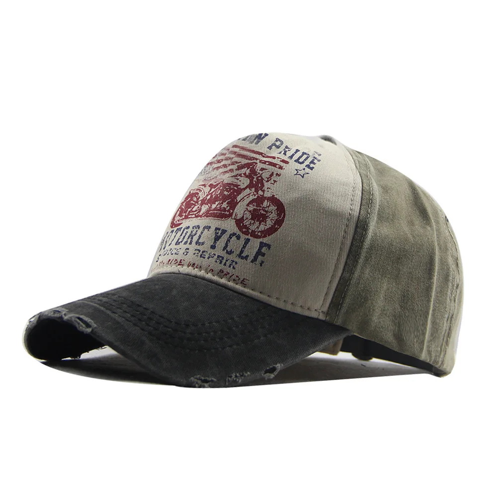 

Unisex Motorcycle Printed Baseball Caps Outdoor Washed Sunshade Snapback Cap for Men Women Hip Hop Cotton Sun Trucker Hat