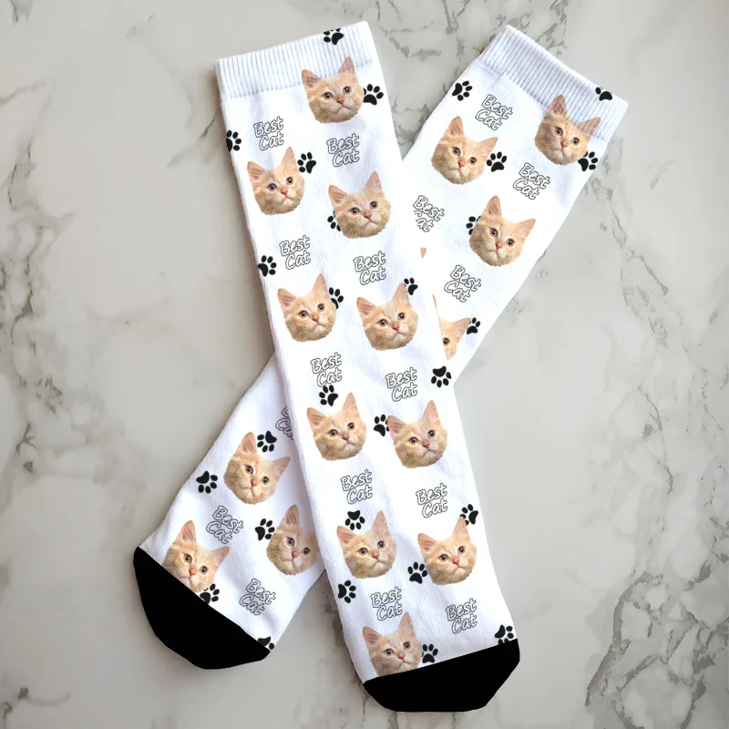 New Custom Pet Cat Face Socks 3D Printing The Best Cat Harajuku Fashion Cotton Stockings Children and Adults Multi Style Neutral
