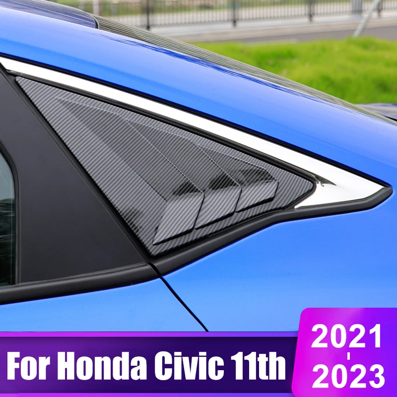 

Для Honda Civic 11-го поколения 2021 2022 2023 ABS заднее боковое окно треугольные жалюзи крышка отделка стикер аксессуары из углеродного волокна