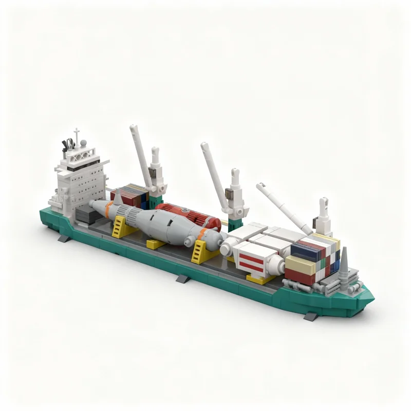 Фото 438 деталей MOC Диорама лодки - Тяжелый грузовой корабль - Модель CSM010, строительные блоки, игрушка, архитектурная модель, рождественский подарок, коллекционный предмет для демонстрации. №3
