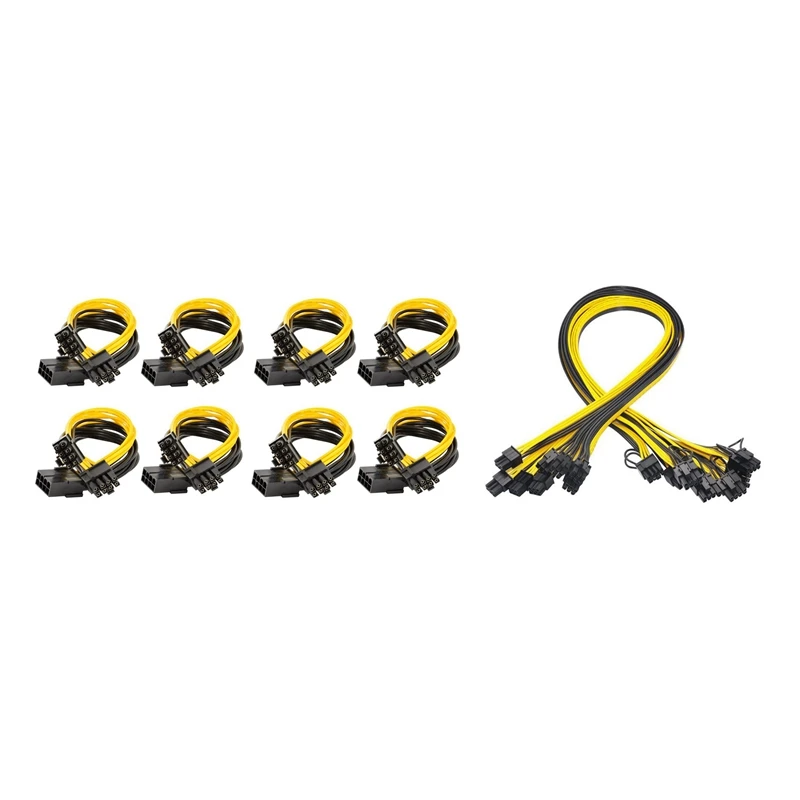 

8Pcs 8 Pin PCI-E To 2 PCI-E 8 (6+2) Pin Power Cable & 10Pcs 16AWG 6 Pin PCI-E To 8 Pin (6+2) PCI-E GPU Power Cable