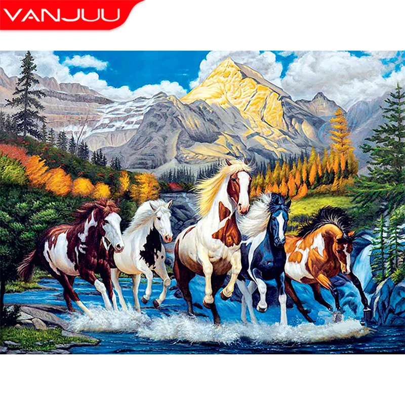 

Набор для алмазной живописи 5D «сделай сам», вышивка с рисунком лошади, полная квадратная/Круглая Мозаика из бриллиантов, семейный декор, подарок