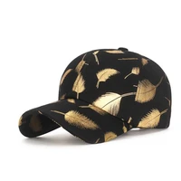 four seasons fashion brass feather baseball dicer sunshade skycap male and female black gold trucker hat outdoor sports skycap s