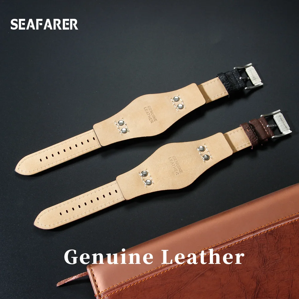 Genuine Leather Watch Strap for Fossil CH2564 CH2565 CH2891CH3051 Wristband 22mm Black Brown Tray Watchband with Rivet Style