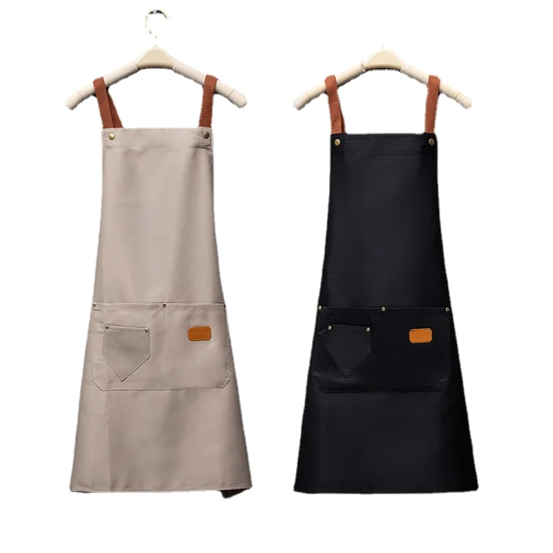 Customized Personality Logo Signature Men's and Women's Kitchen Aprons Home Chef Baking Clothes with Pockets Adult Bib Waist Bag