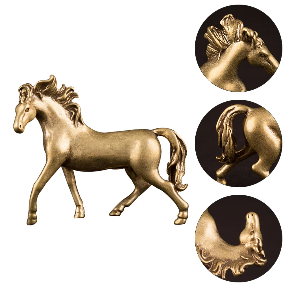 

Horse Statues Figurines Statue Brasssculptures Mini Figurine Decor Goat Small Home Goldenoutdoor Gifts Bronze