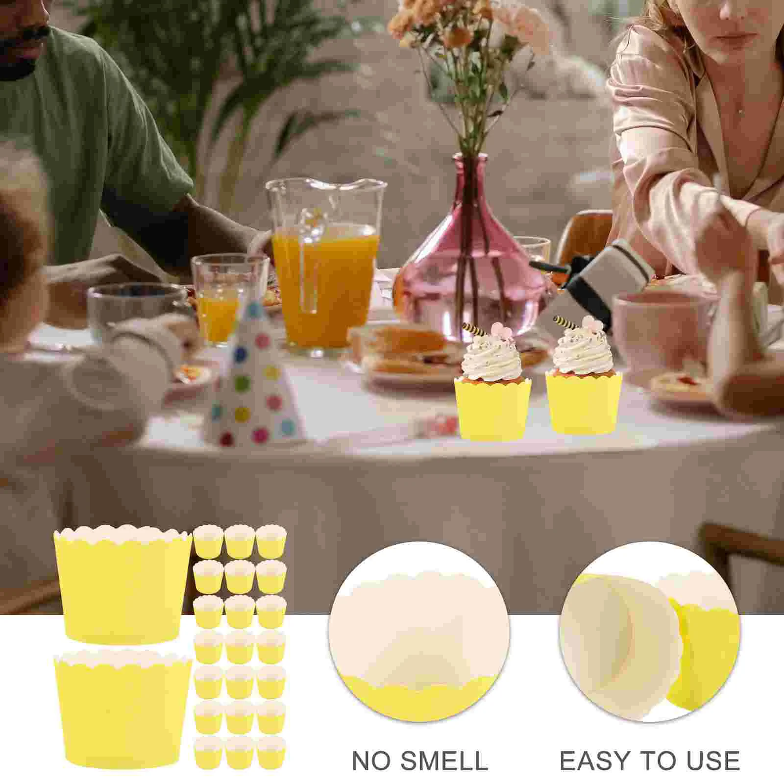 50 шт. желтые веерообразные чашки для выпечки вкладыши кексов коробок милые