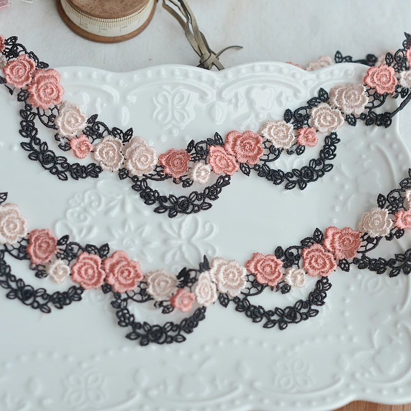 

Красочная Водорастворимая кружевная отделка, полиэстер, штрих-код, юбка Лолиты, одежда, платье, «сделай сам», Швейные аксессуары, кружево D30125