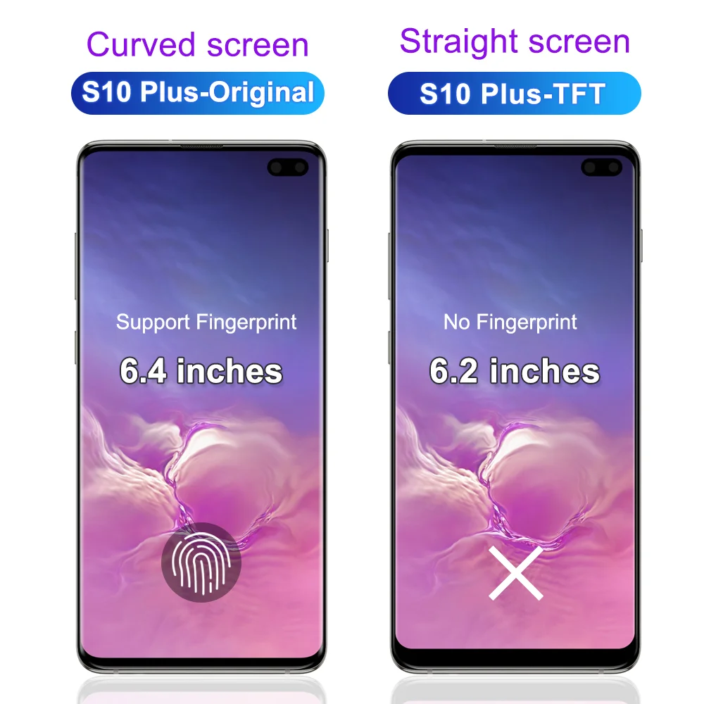 100% Новый оригинальный дисплей S10Plus для Samsung S10 Plus + сменный сенсорный ЖК-экран G975