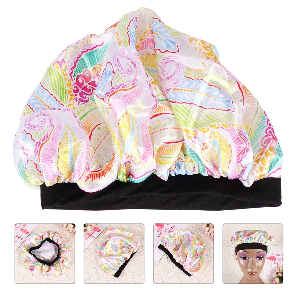 

Cap Hair Hatnightsleep Women Curly Sleeping Lady Chemotherapy Nightbonnet Silk Satin Washing Face Bath Elastic Nursespa Facial