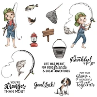 mangocraft metal cutting dies clear stamp fishing man enjoy weekend and life scrapbooking decor diy cut dies stamps for cards