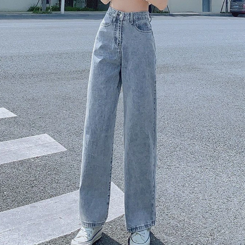 Vintage Wide Leg Jeans Denim Women's Small Tall Waist Versatile Large Loose Straight Pants Draping Floor Pants