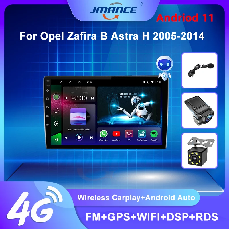 

JMANCE For Opel Zafira B Astra H 2005-2014 IPS Android 11 Car Radio Stereo Multimedia Stereo GPS Navi DSP Carplay No 2Din DVD