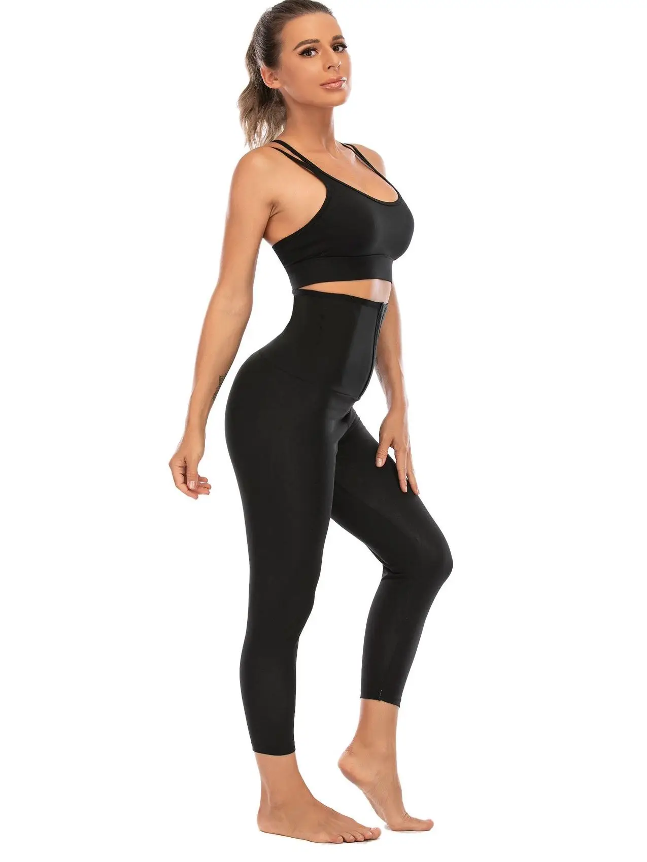 Tight Body Shaper Pants Gym Leggings Female PU Fitness Shapewear Women Hot Sweat Sauna Effect Slimming Workout Shorts Elastic
