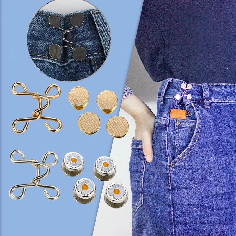 

Metal Nail-free Button Adjustable Waist Buckle DIY Waist Tightener Removable Clothing Jeans Resize Snaps Sewing Button Tools