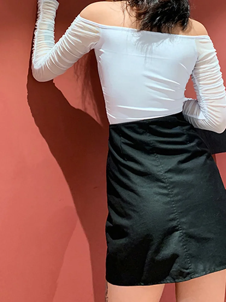 Модная сексуальная сетчатая лоскутная футболка с v-образным вырезом женская без