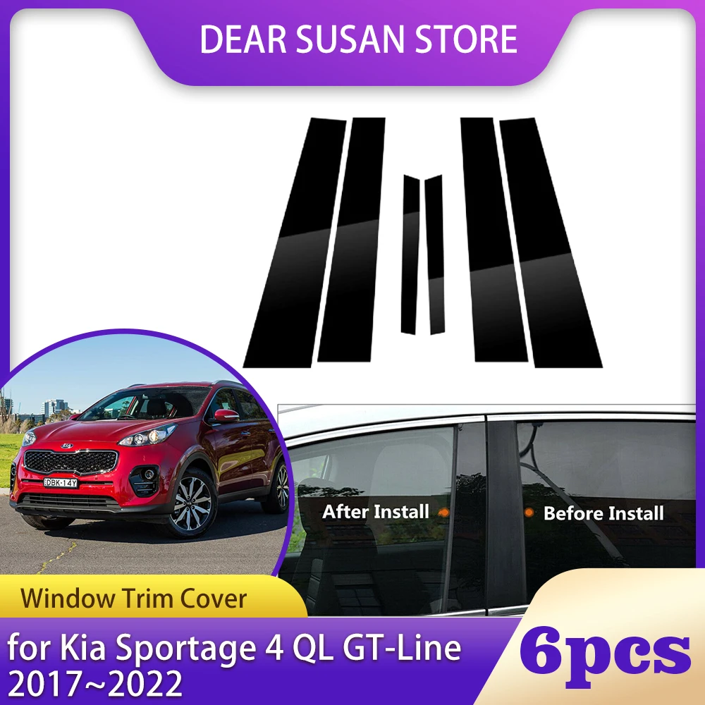 

6 шт., автомобильная накладка на окно для Kia Sportage 4 QL GT-Line 2017 ~ 2022 2018 2019 2020 2021 B C, колонна, столбы, дверные наклейки, Стикеры, аксессуары