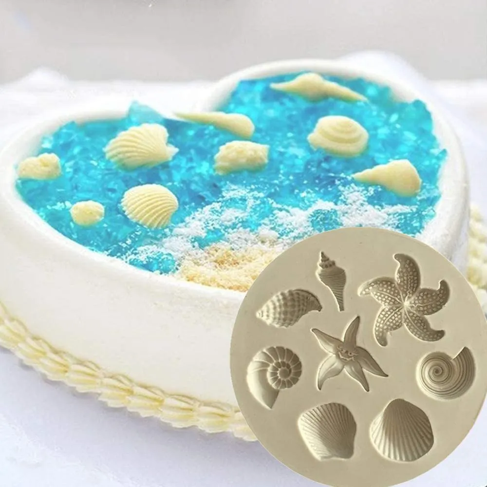 

DIY Cake Decorating Tools Sea Creatures Conch Starfish Shell Fondant Cake Candy Silicone Molds Creative DIY Chocolate Mold