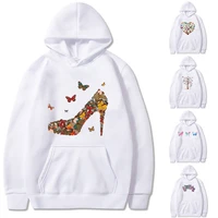 hoodies couples clothing pretty butterfly printed long sleeve tops loose pocket sweatshirt casual pullover fashion streetwear