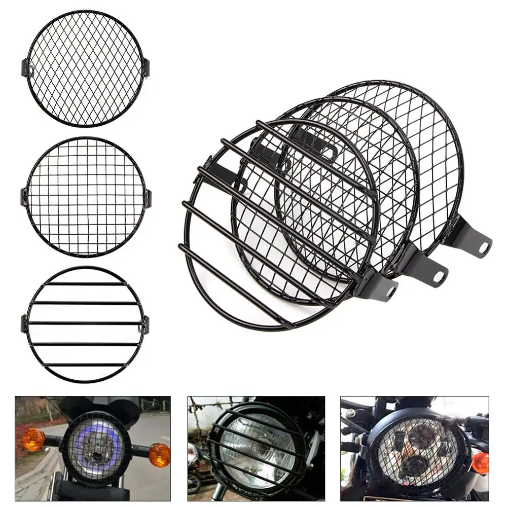 6.14inch Motorcycle Universal Vintage Headlight Protect Retro Grill Light Lamp Cover For Harley Ducati Chopper Yamaha Cafe Racer |