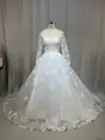 Женское кружевное платье, Элегантное свадебное платье из тюля со шлейфом и вырезом лодочкой, 2022