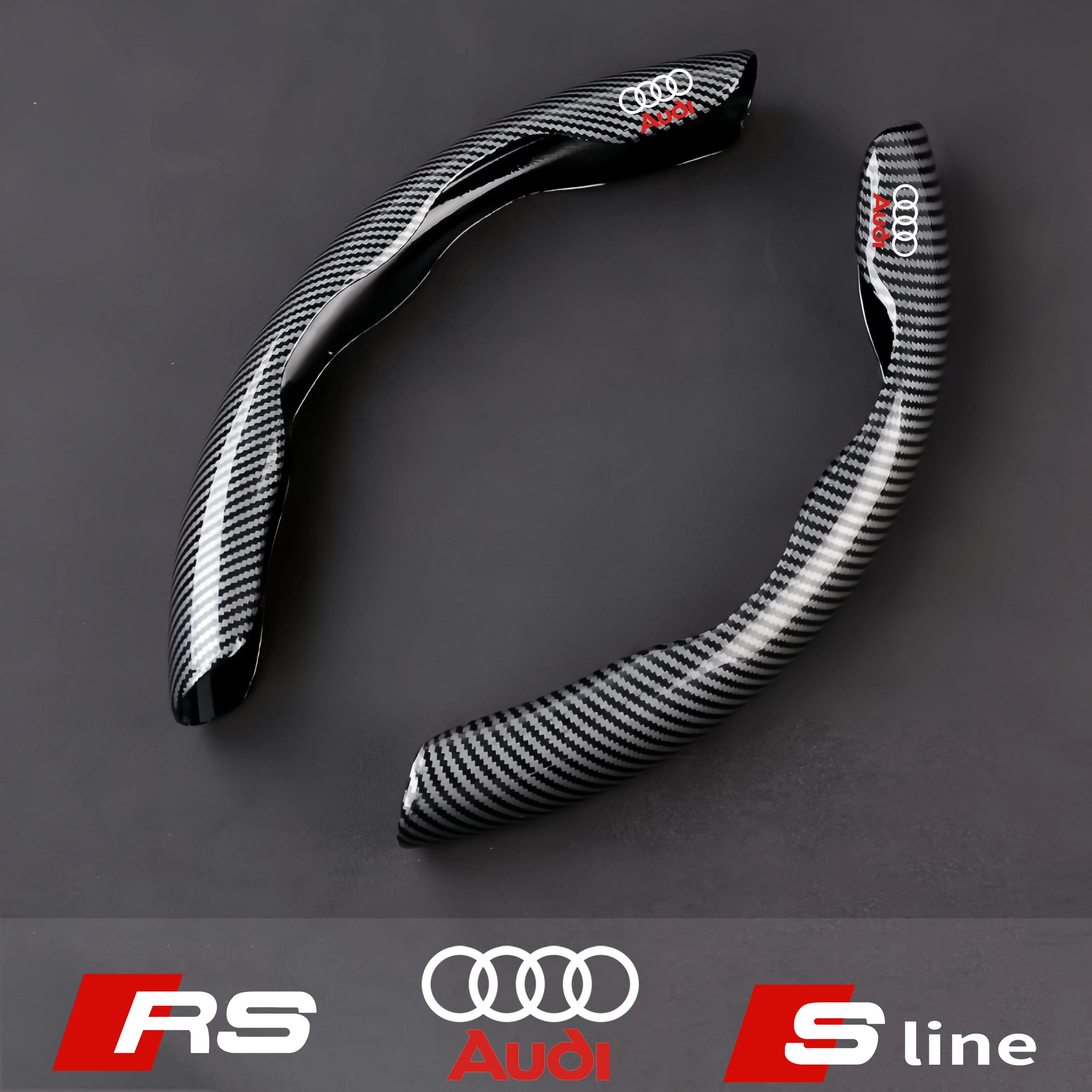 

For Audi S3 S4 S5 S6 RS3 RS4 Q3 Q5 Q7 Q8 TT A3 A4 A5 A6 A7 A8 S-line Carbon fiber Car Steering Wheel Cover Auto Accessories
