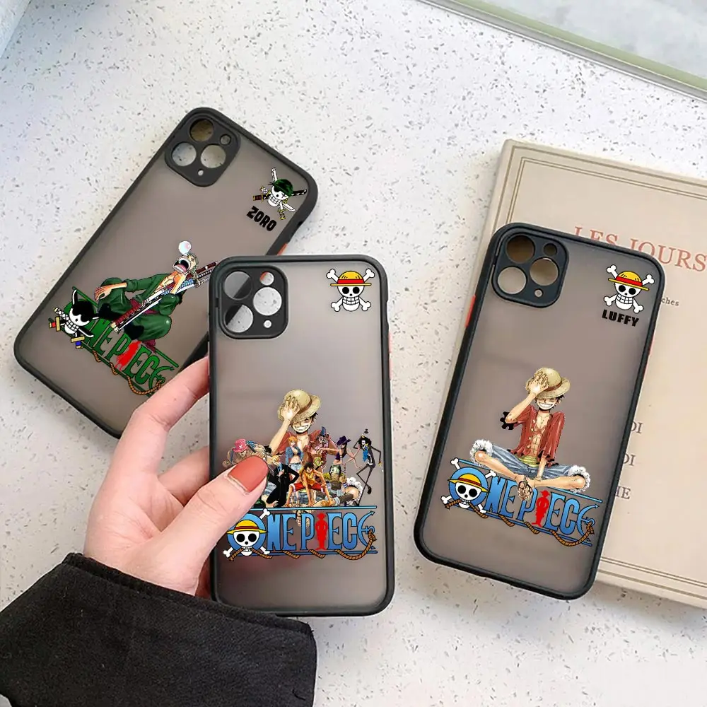 

Anime One Piece Matte Coque Case For iPhone 13 12 11 Pro Max SE Mini X R XS 7 8 Plus Shockproof Silicone Clear Cover Luffy Manga