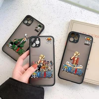 anime one piece matte coque case for iphone 13 12 11 pro max se mini x r xs 7 8 plus shockproof silicone clear cover luffy manga