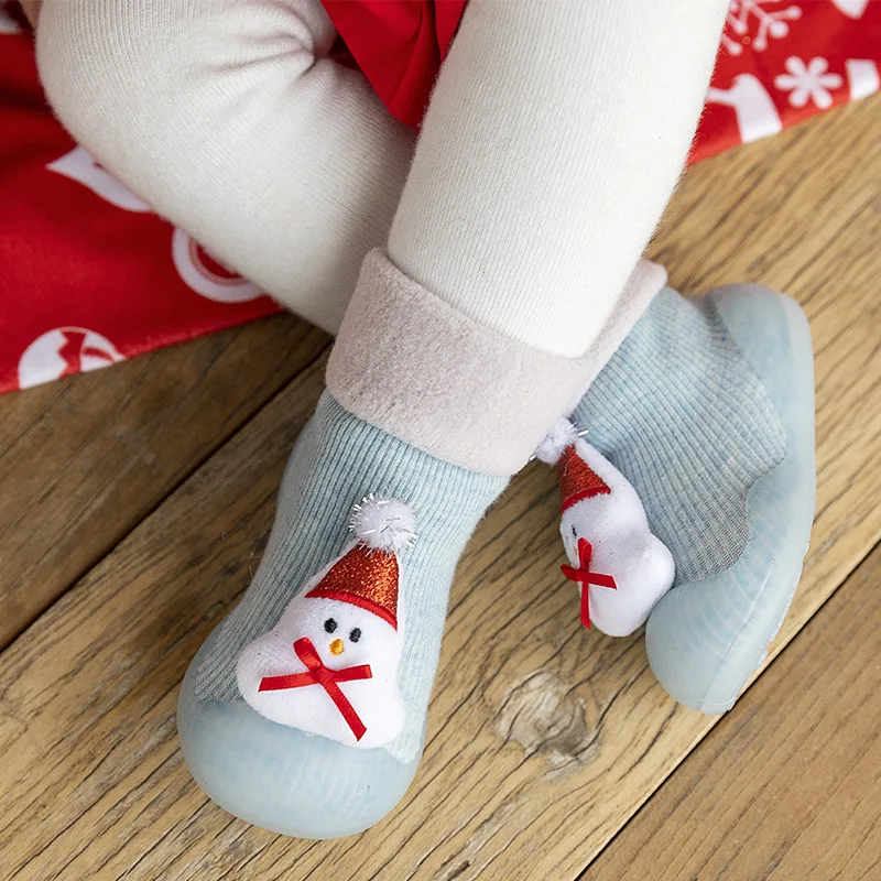 Baby toddler shoes autumn winter newborn floor socks shoes girls warm Snow shoes boys Cartoon Christmas antislip socks baby wear
