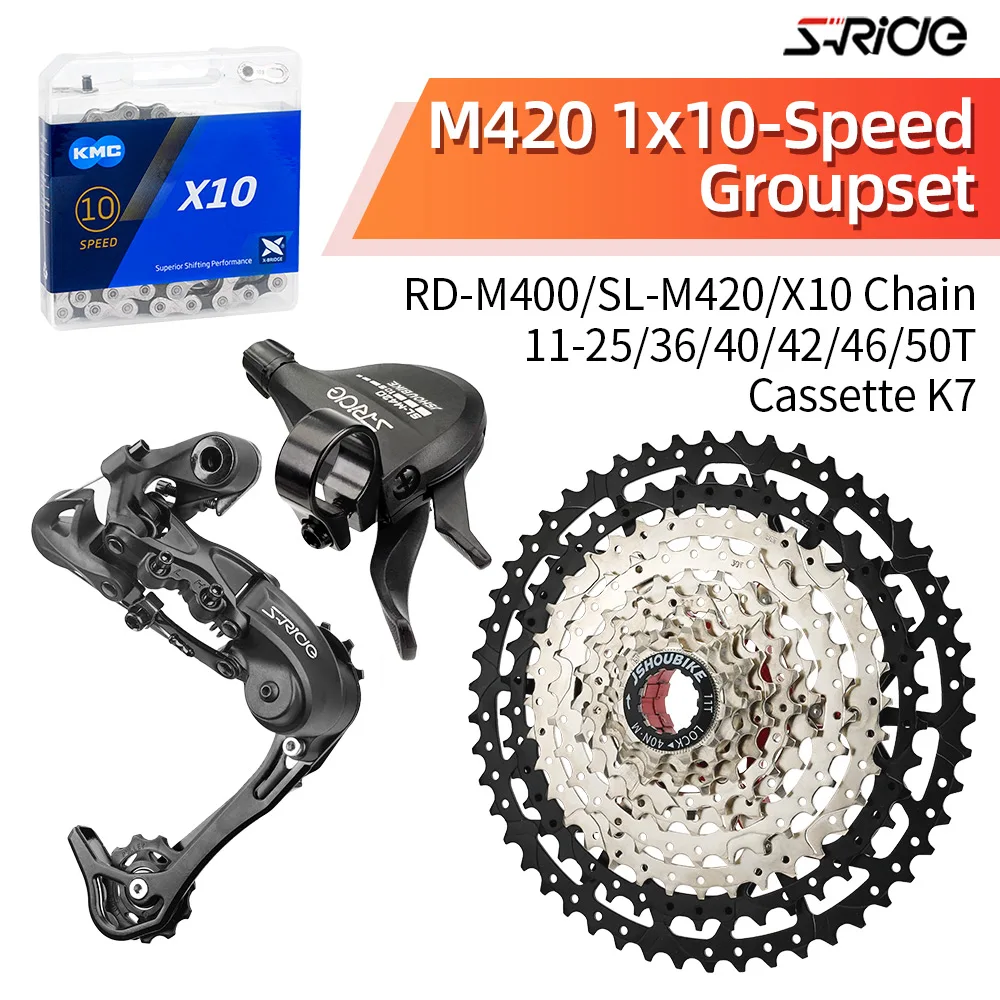 

S-Ride M420 Groupset MTB 10 Speed Derailleur 36/42/46/50T Cassette K7 KMC X10 Chain 10V Groupkit Shifter 10S Mountain bike kit