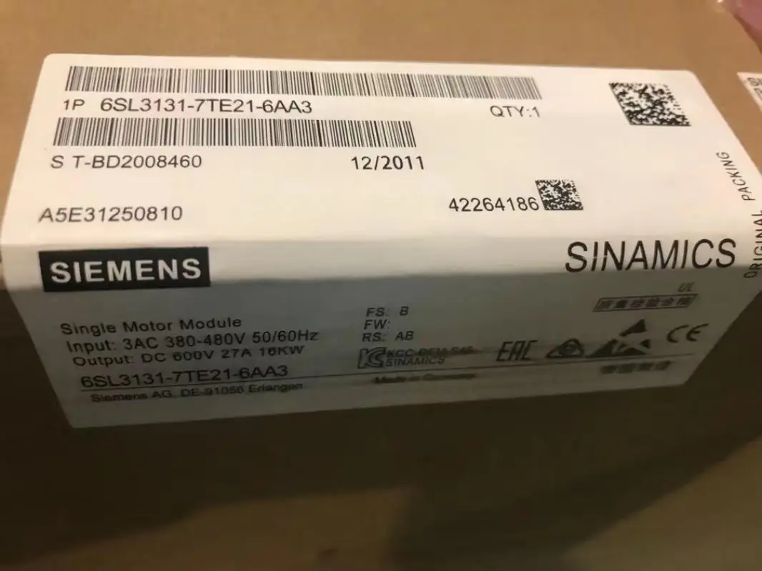 

Brand New Siemens 6SL3131-7TE21-6AA3 SINAMICS S120 Module
