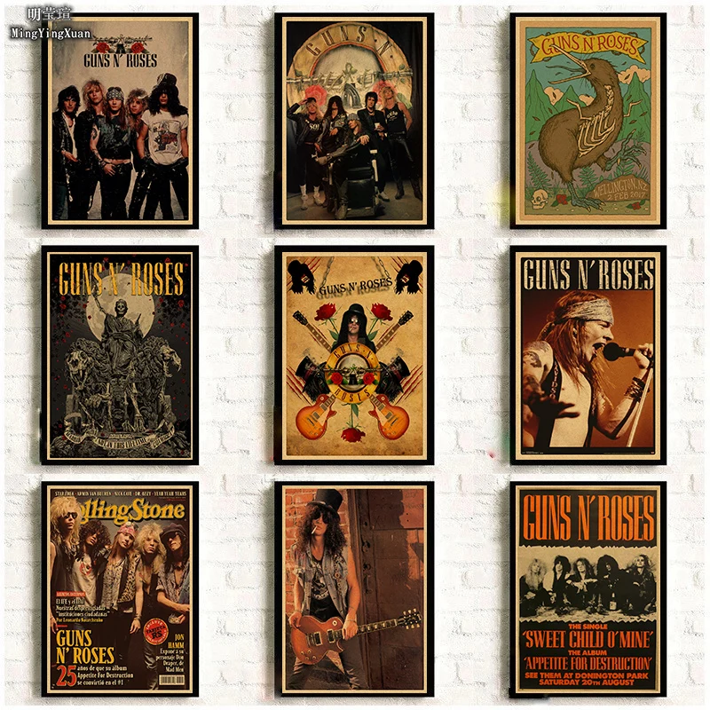 Guns N Roses Rock Music Posters винтажный плакат на стену Sticker Home Decor крафт-бумага постер для