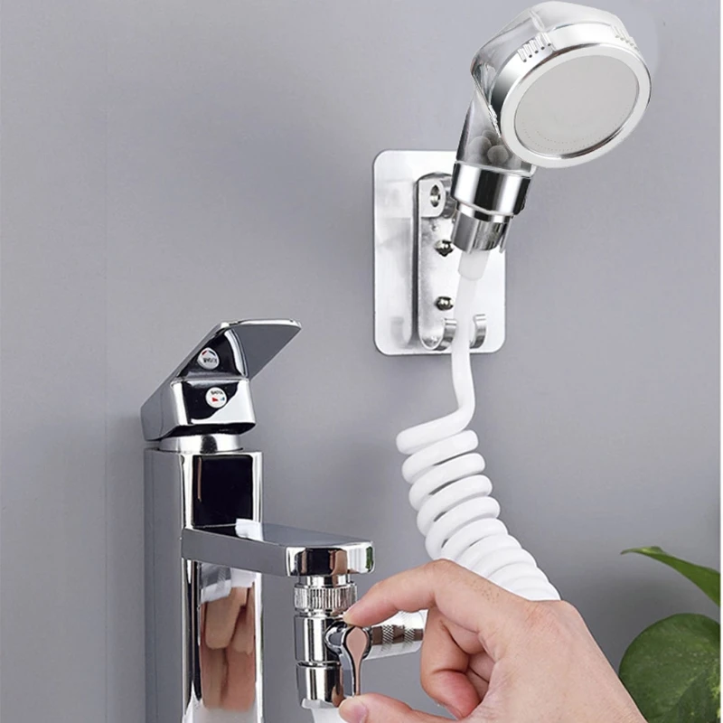 

Bathroom Wash Face Basin Water Tap External Faucet Shower Flexible Nozzle Handheld Sprinkler Kit for Utility Room DropShip