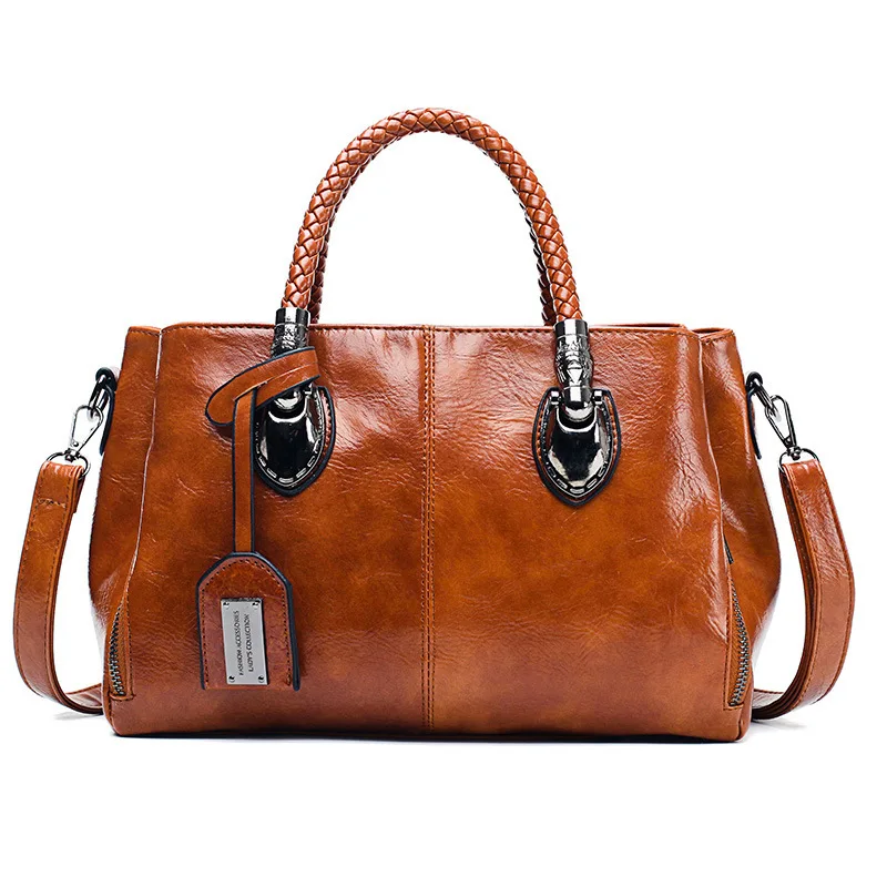 

Vintage Trend Large Tote Designer Handbag Women'S Leather Casual Shoulder Bag For Ladies Top Handle Sling Black Crossbody Bags