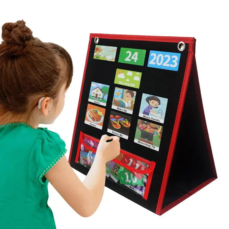 

Kids Visual Schedule Daily Calendar Chart Board Preschool Early Learning Toys Time Date Month Festival Weather Season Mood